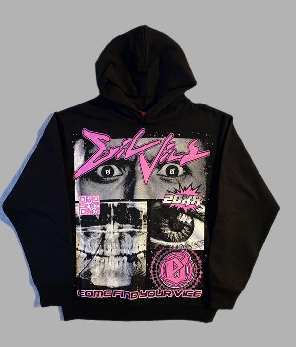 Evil Vice Come Find Your Vice Heavyweight 16oz Graphic Hoodie - Black / Medium