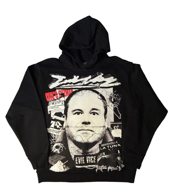 EVIL VICE El Chapo Bienvenidos A La Tuna Heavyweight Hoodie - Black
