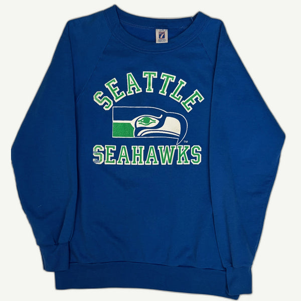 Vintage 1980s Seattle Seahawks Logo 7 Graphic Crewneck Sweatshirt - L