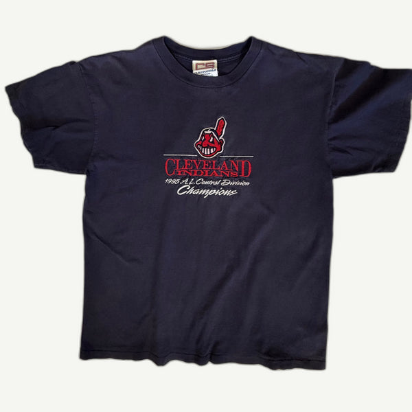 Vintage 1995 Cleveland Indians A.L. Central Division Champions Embroidered T-Shirt - M