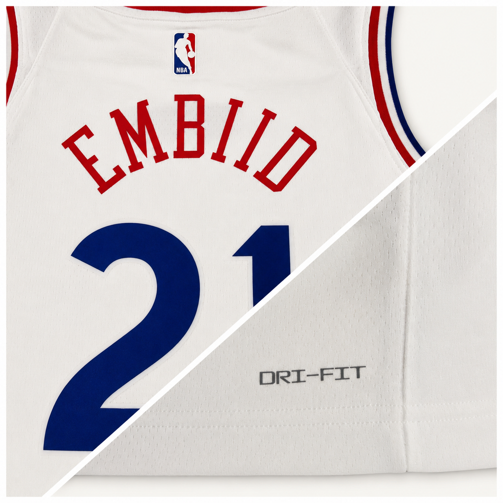 Nike Joel Embiid Philadelphia 76ers 2024/25 City Edition Spectrum Swingman Jersey - White