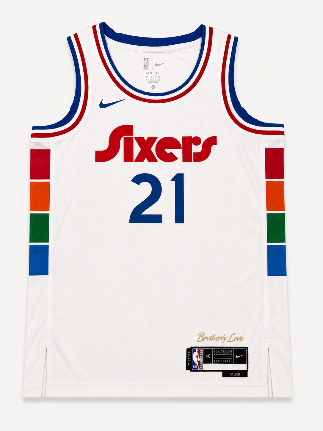 Nike Joel Embiid Philadelphia 76ers 2024/25 City Edition Spectrum Swingman Jersey - White