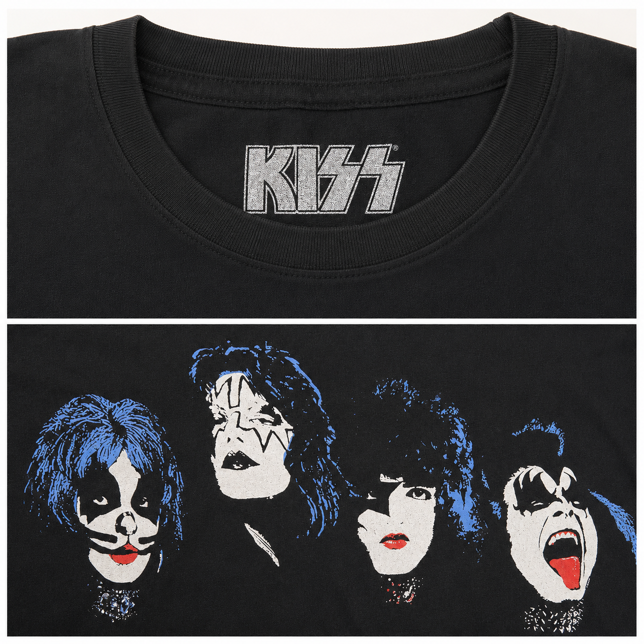 KISS Official 'Faces' Portrait Graphic Tee - Black