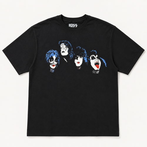 KISS Official 'Faces' Portrait Graphic Tee - Black