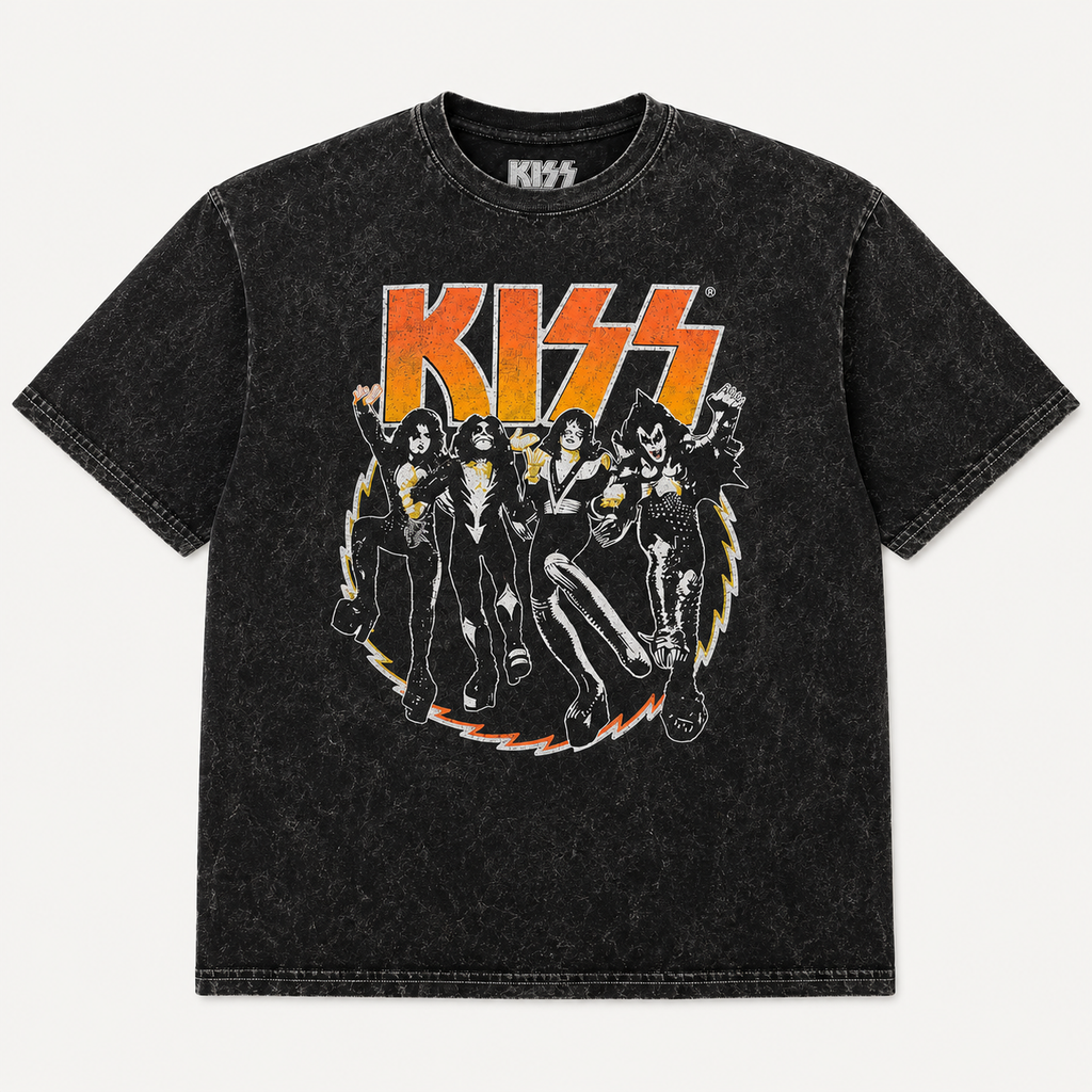KISS Official 'Destroyer' Graphic Tee - Black Mineral Wash