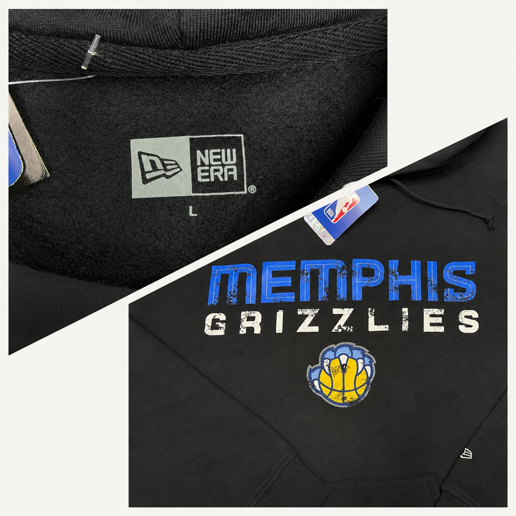 New Era Memphis Grizzlies Hardwood Classics Distressed Font Pullover Hoodie - Black