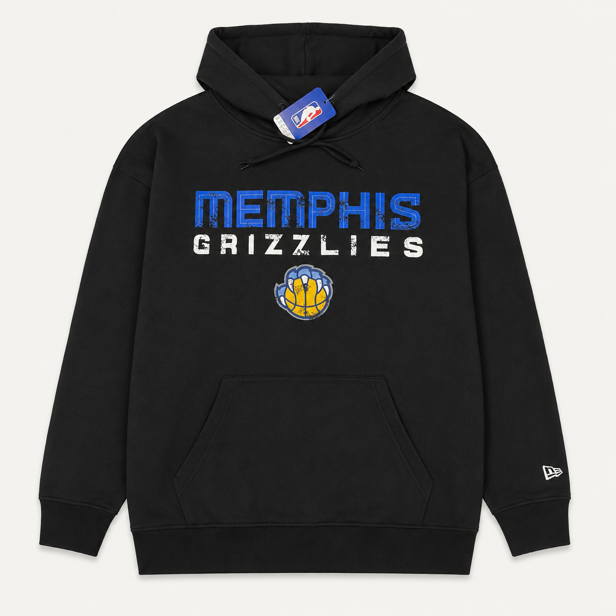 New Era Memphis Grizzlies Hardwood Classics Distressed Font Pullover Hoodie - Black