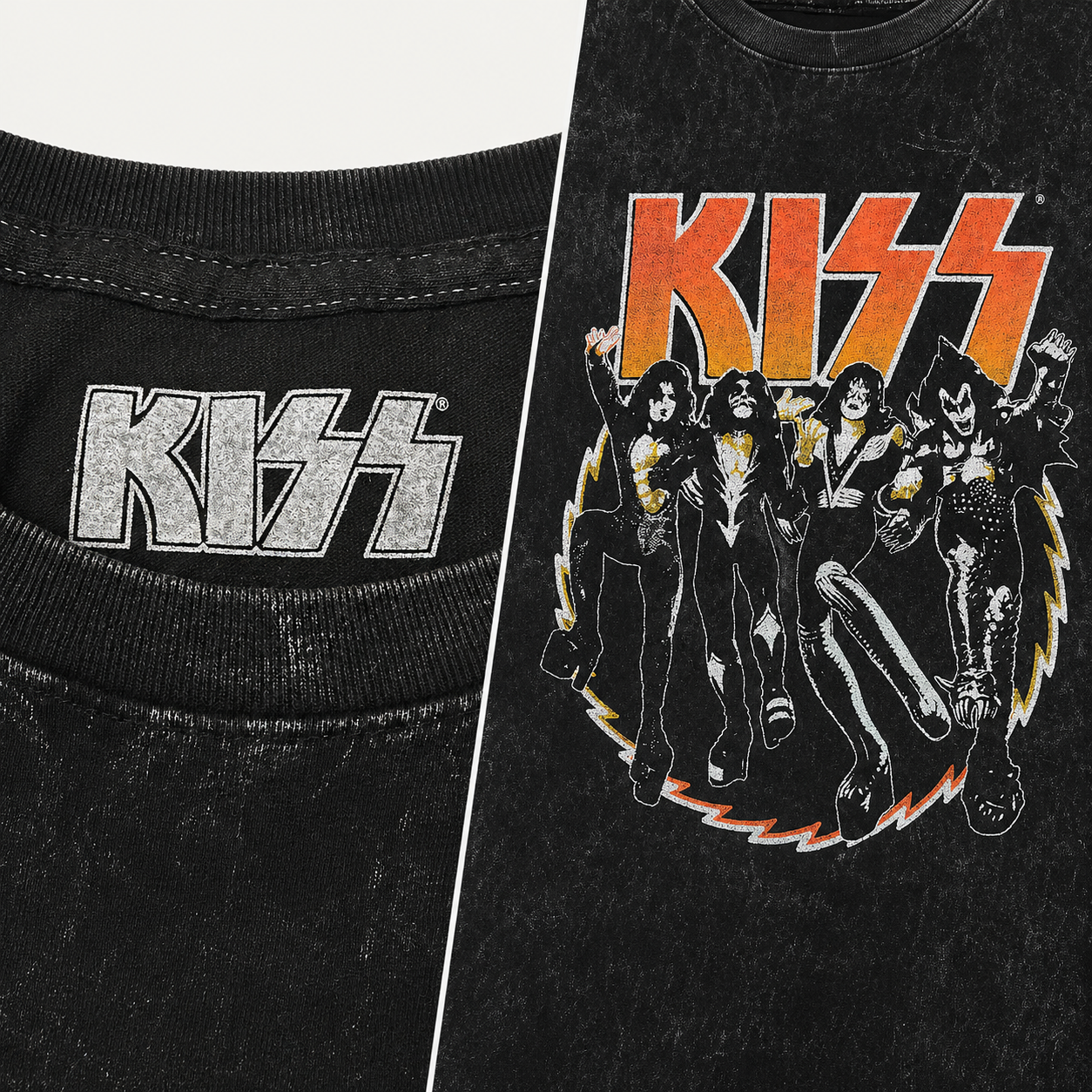 KISS Official 'Destroyer' Graphic Tee - Black Mineral Wash