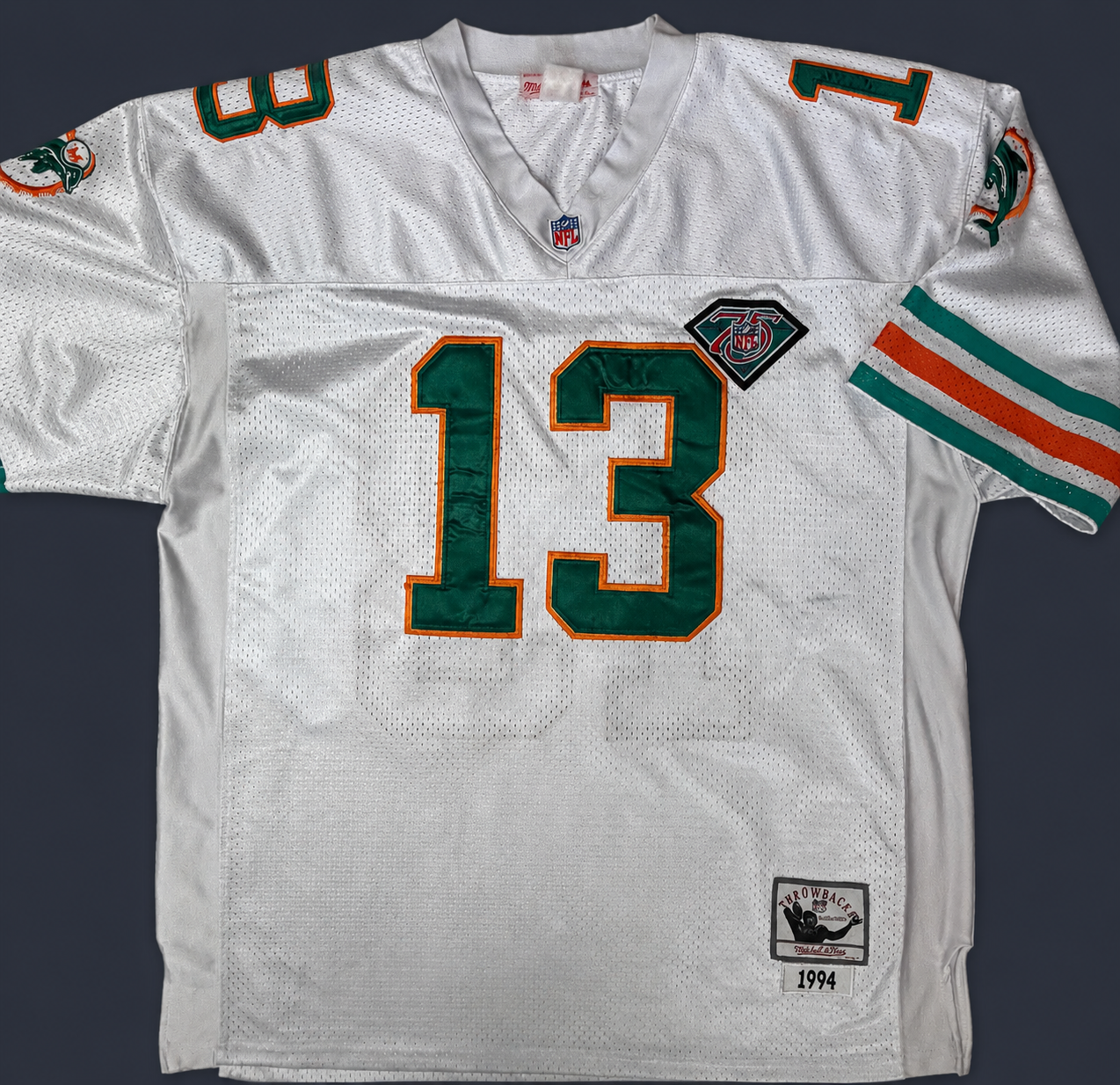 Vintage Mitchell & Ness Dan Marino Miami Dolphins 1994 75th Anniversary Throwback Jersey - XL