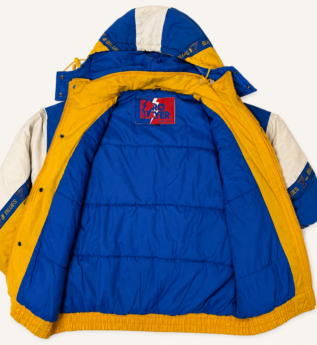 Vintage 90s St. Louis Blues Pro Player Hooded Puffer Jacket - 2XL