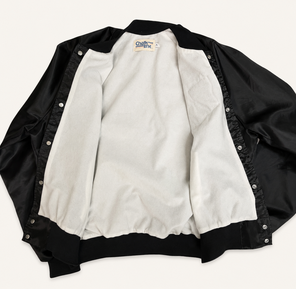 Vintage 80s New Orleans Saints Chalk Line State Patch Satin Jacket - Large