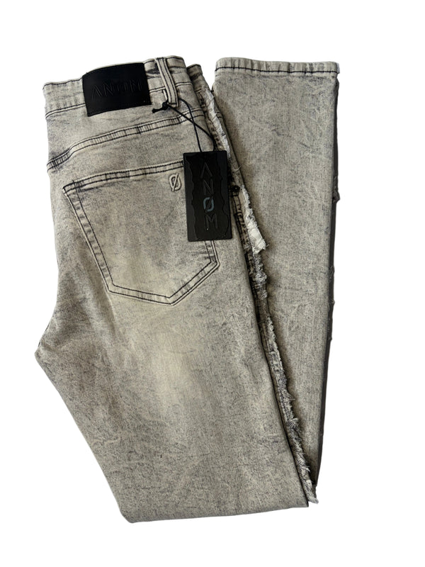 ANOM Midnight Snow Grey Washed 360 Skinny Fit Stretch Jeans - Size 36