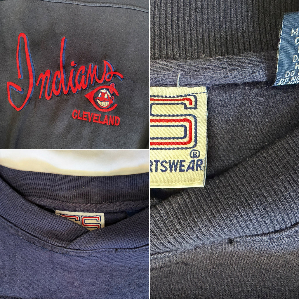 Vintage 1990s Cleveland Indians 'Chief Wahoo' Crable Sportswear Embroidered Crewneck Sweatshirt - XL