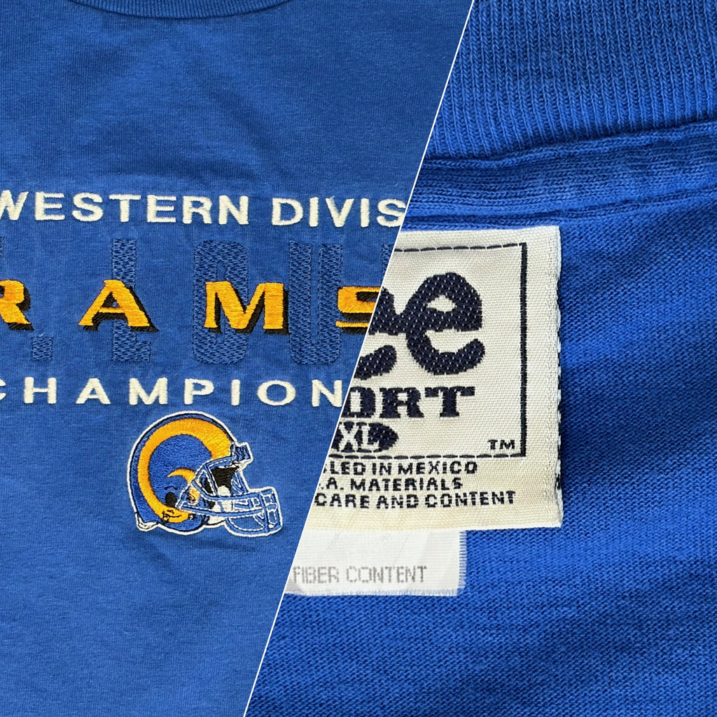 Vintage 1999 St. Louis Rams Lee Sport Embroidered Champions T-Shirt - XL