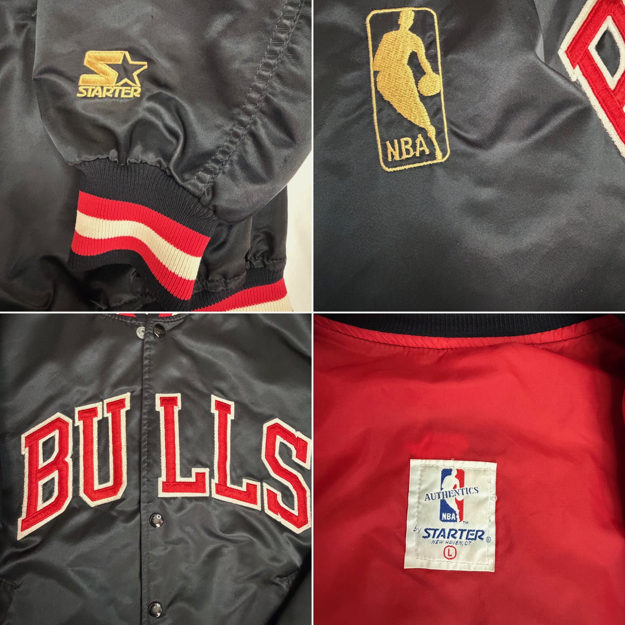 90s Chicago Bulls Starter 50th Anniversary Bomber Black | First