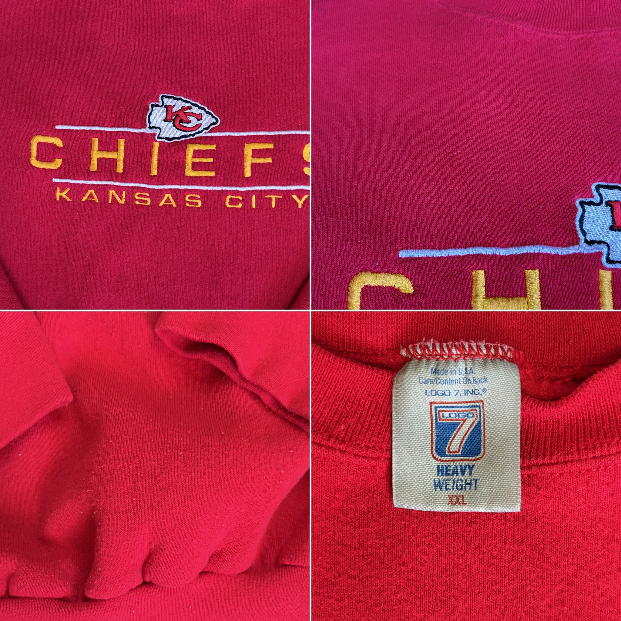 Vintage 1990s Kansas City Chiefs Logo 7 Embroidered Crewneck Sweatshirt - 2XL (Fits XL)