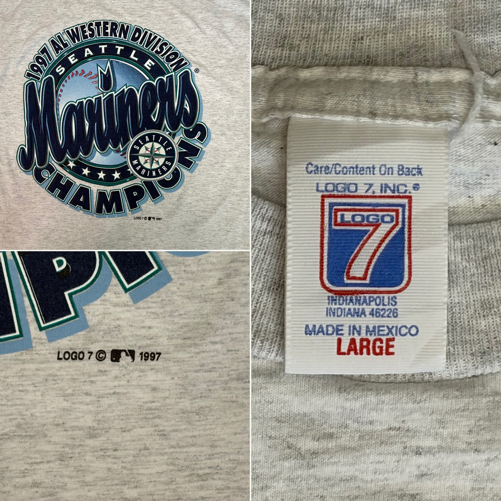 Vintage 1997 Seattle Mariners AL Western Division Champions T-Shirt - Large