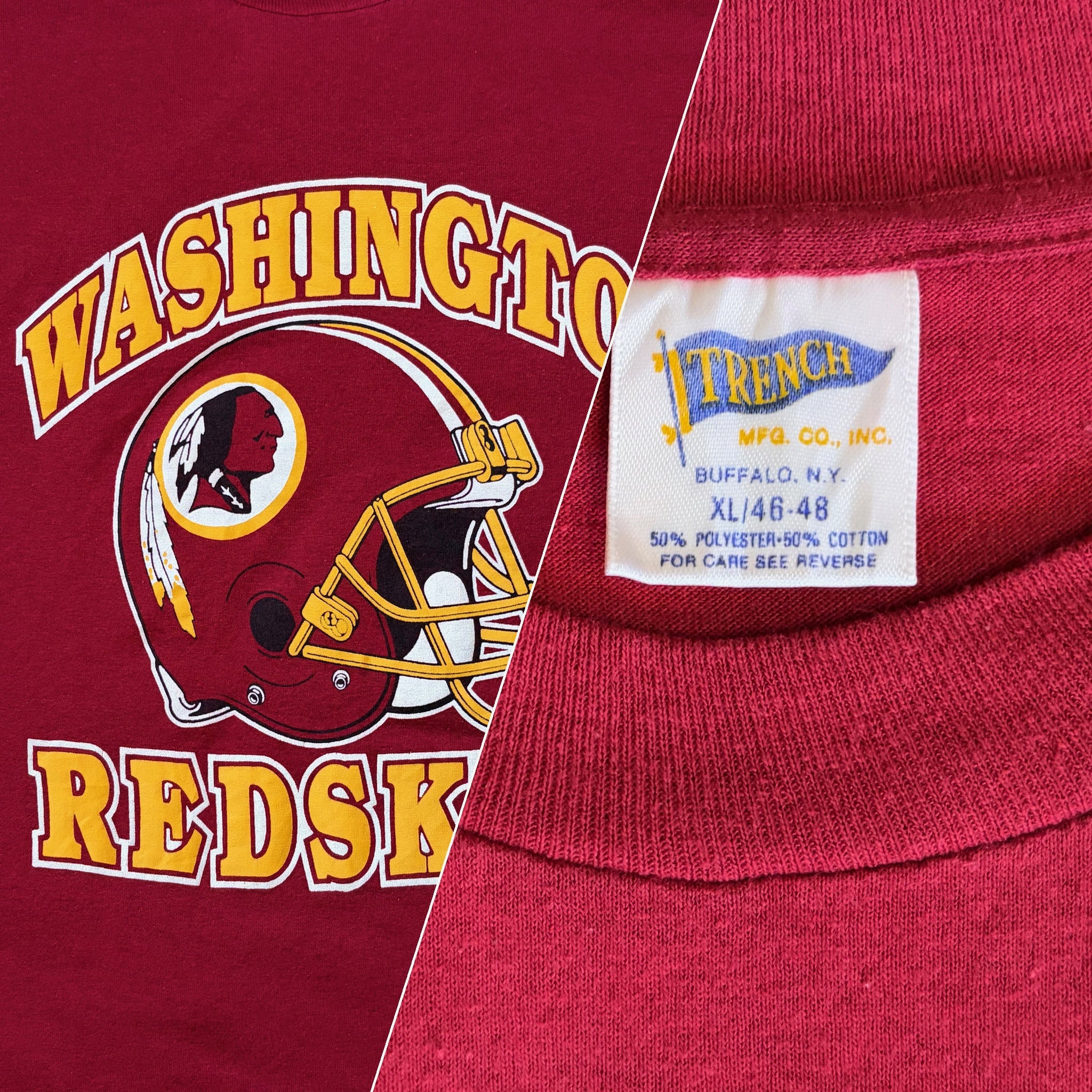Vintage 1990s Washington Redskins 'Big Helmet' Graphic T-Shirt - XL