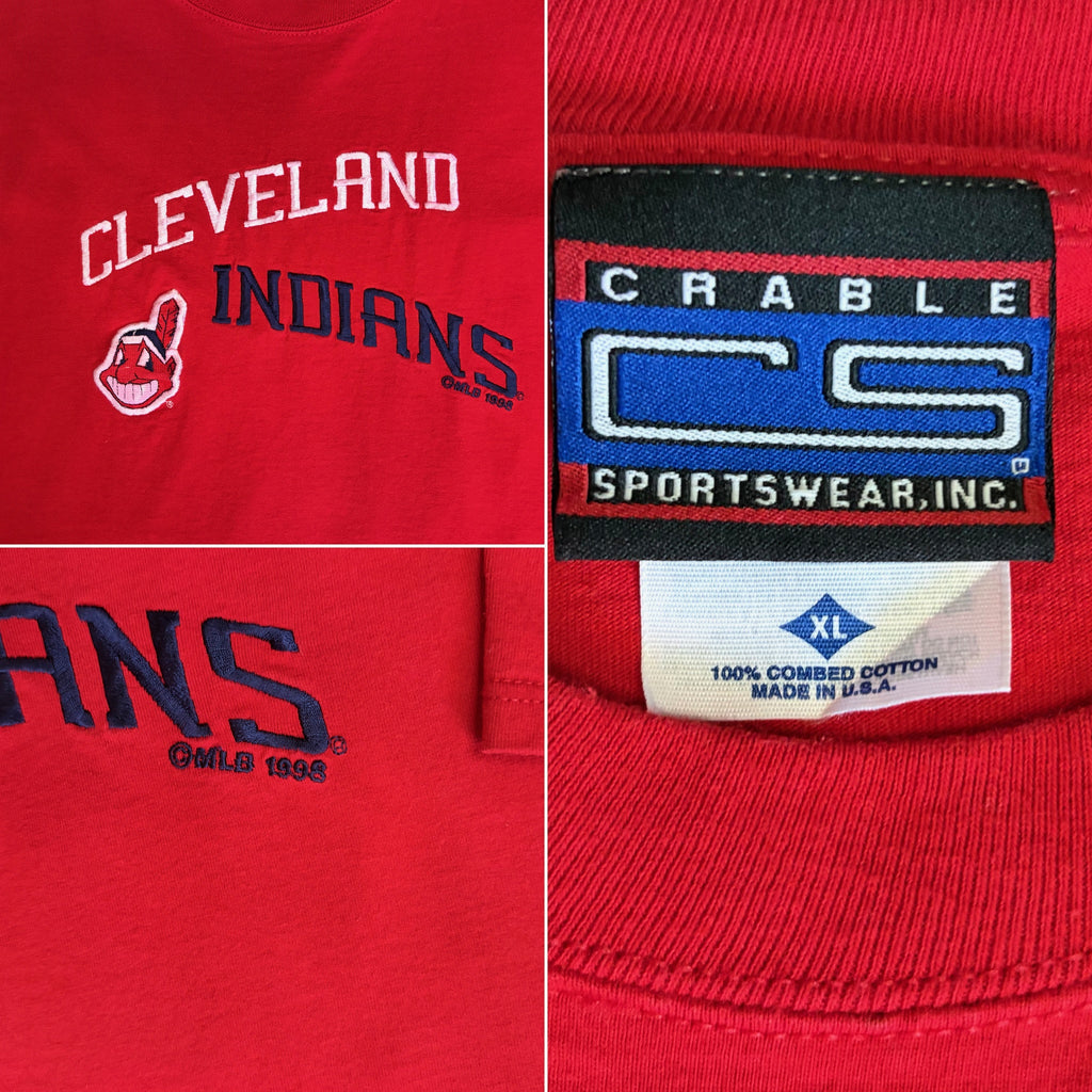 Vintage 1998 Cleveland Indians Chief Wahoo Embroidered T-Shirt - XL