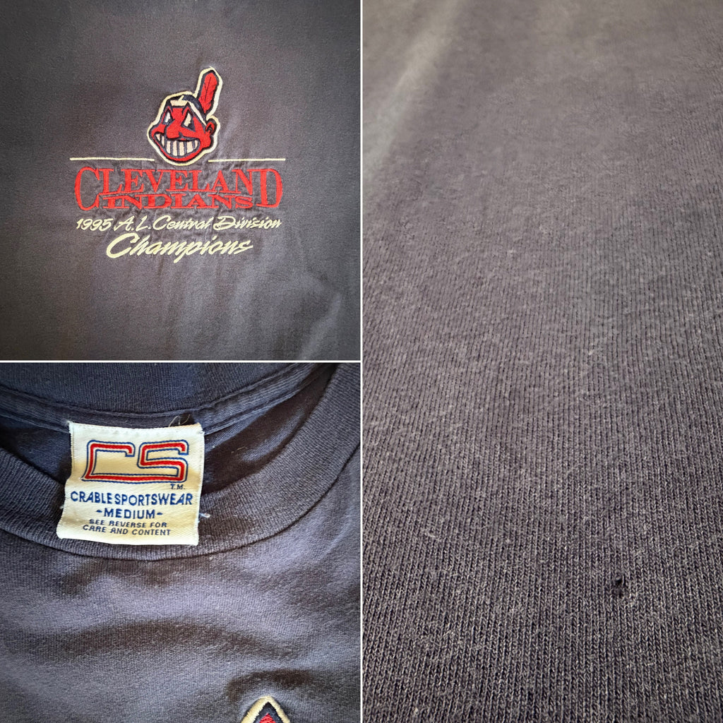 Vintage 1995 Cleveland Indians A.L. Central Division Champions Embroidered T-Shirt - M