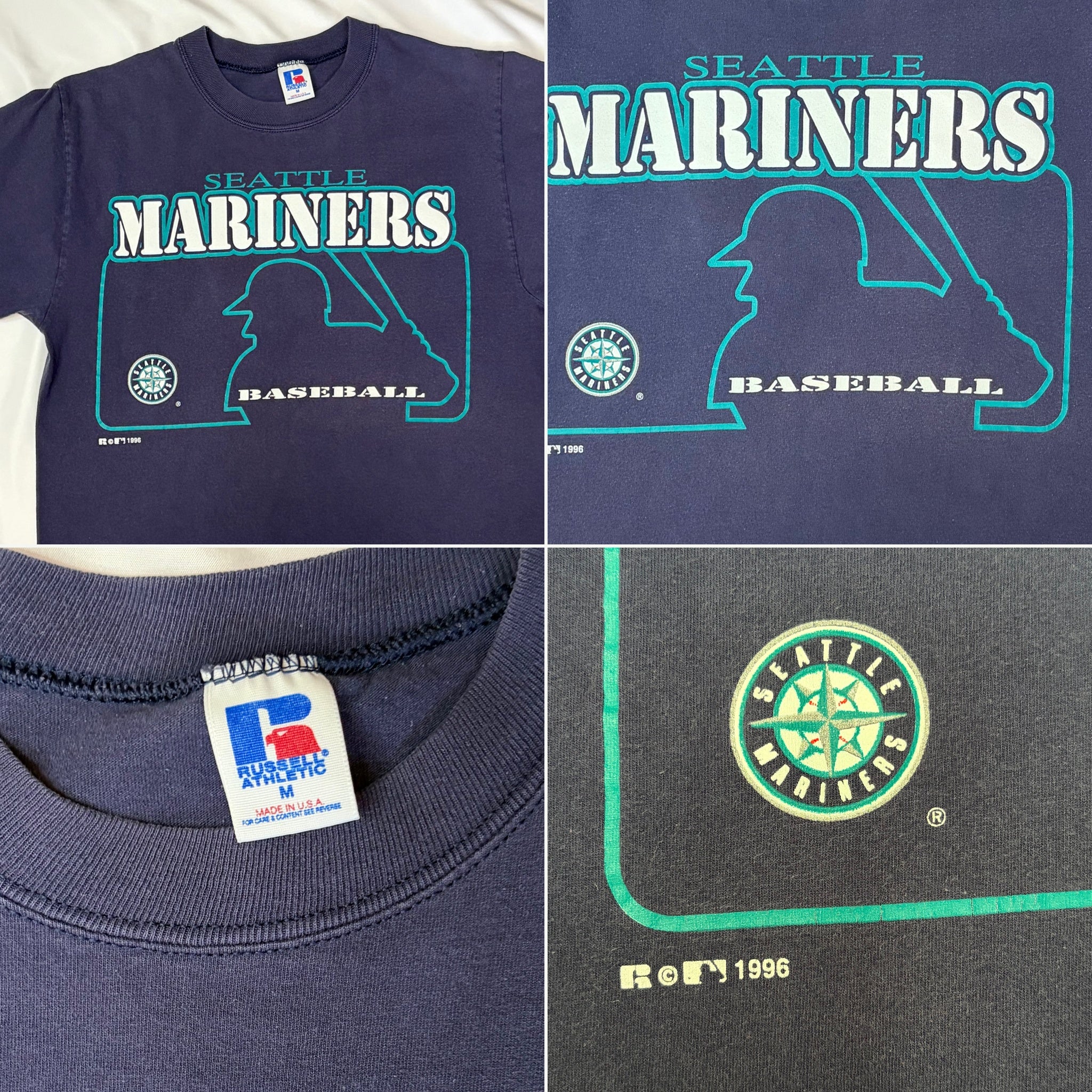 Vintage 1996 Seattle Mariners Russell Athletic T-Shirt - Medium