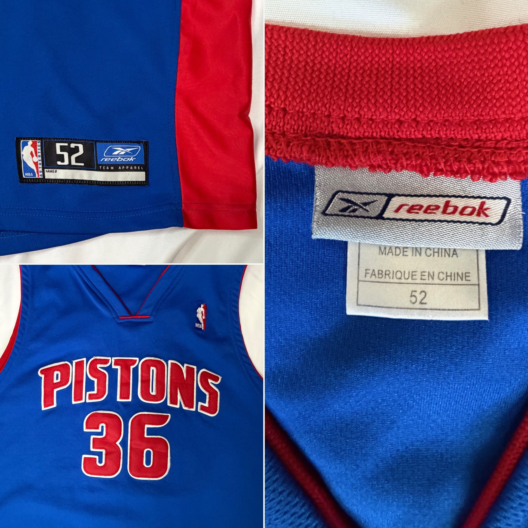 Vintage 2004 Rasheed Wallace Detroit Pistons Reebok Authentic On-Court Jersey - XL