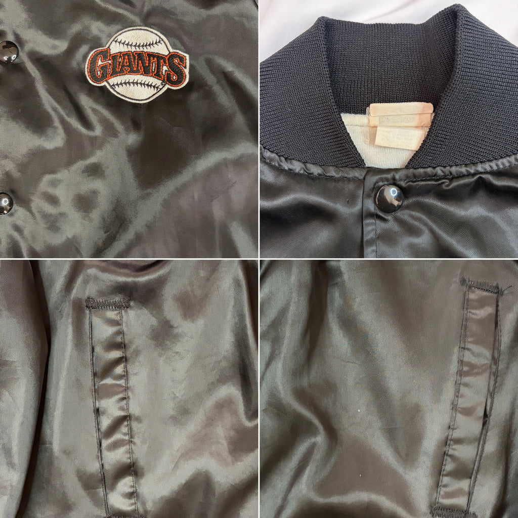 Vintage 80s San Francisco Giants Chalk Line Satin Bomber Jacket - Large