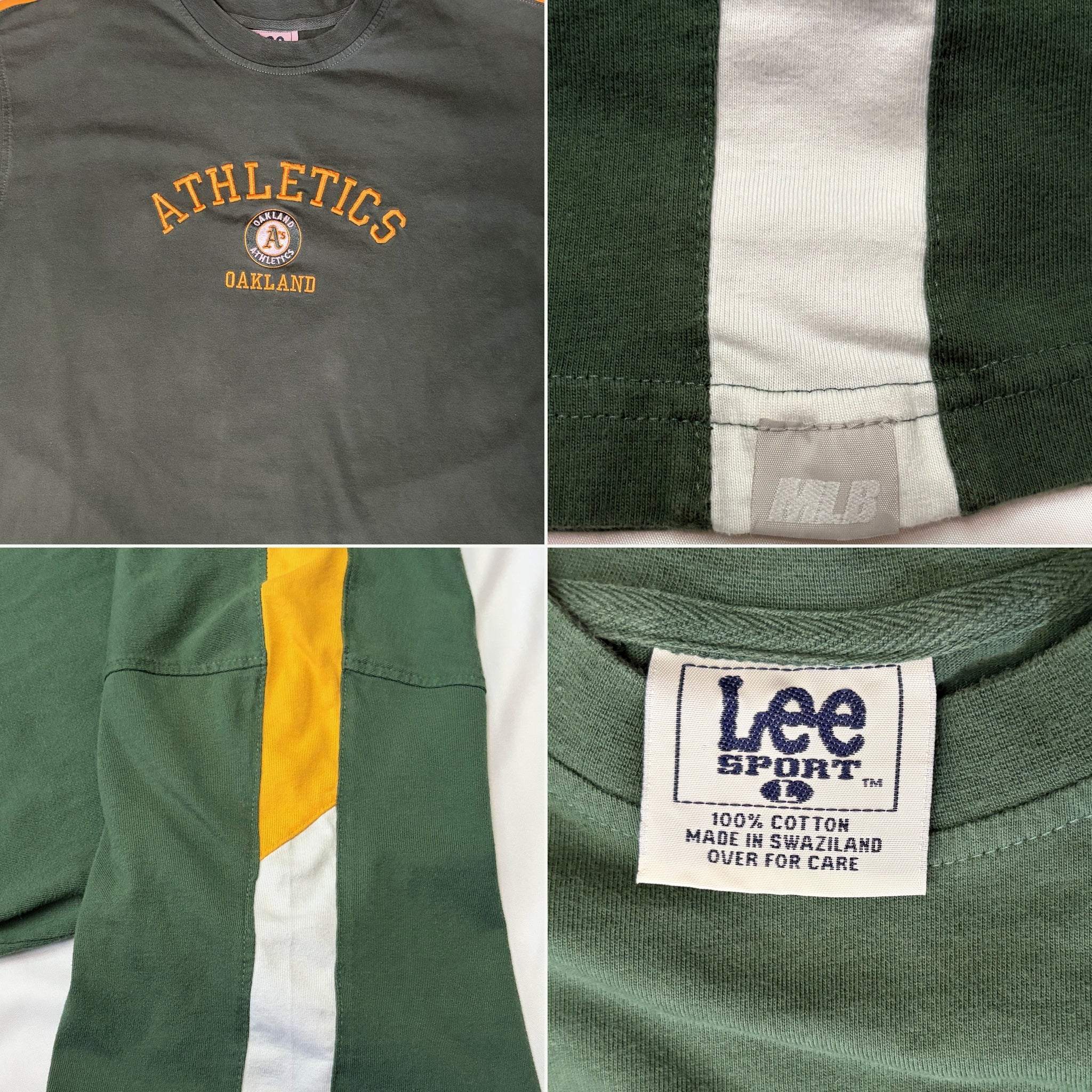 Vintage 90s Oakland Athletics Lee Sport Stripe Embroidered Shirt - Large