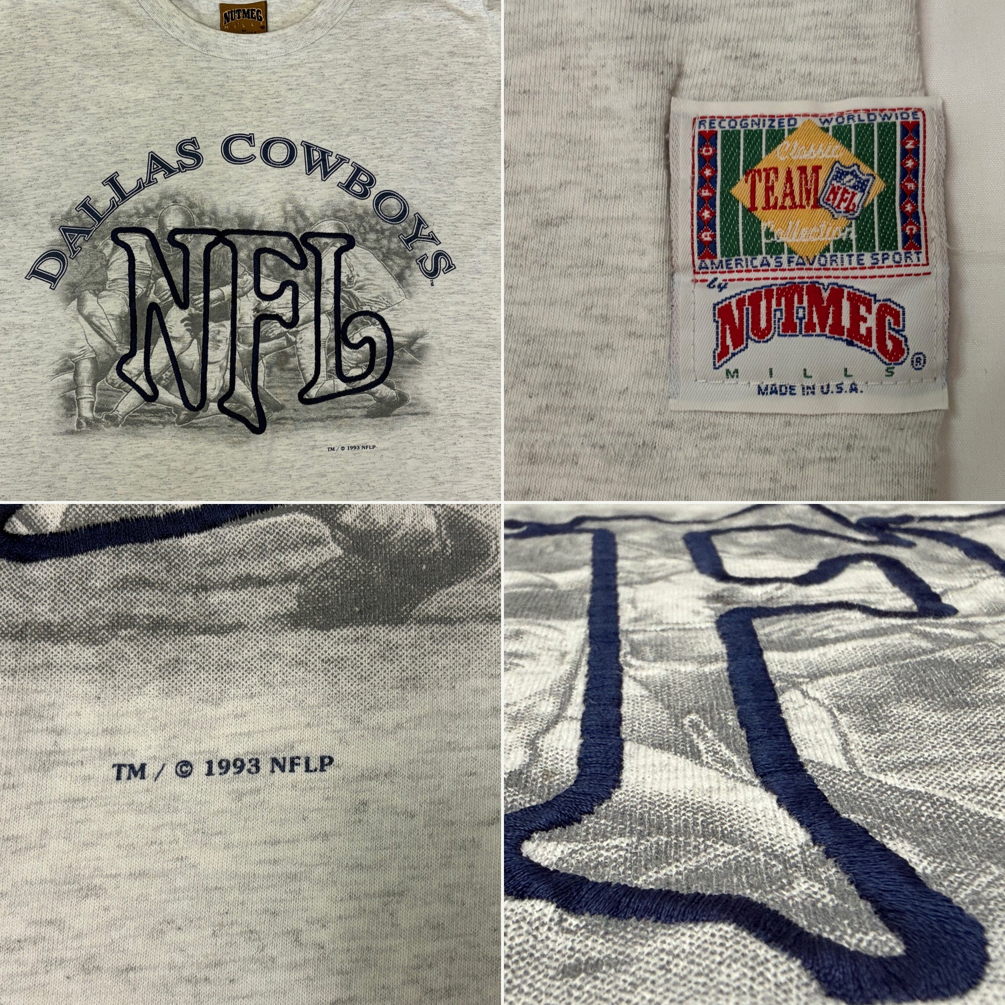 Vintage 1993 Dallas Cowboys Nutmeg Mills Embroidered T-Shirt - M
