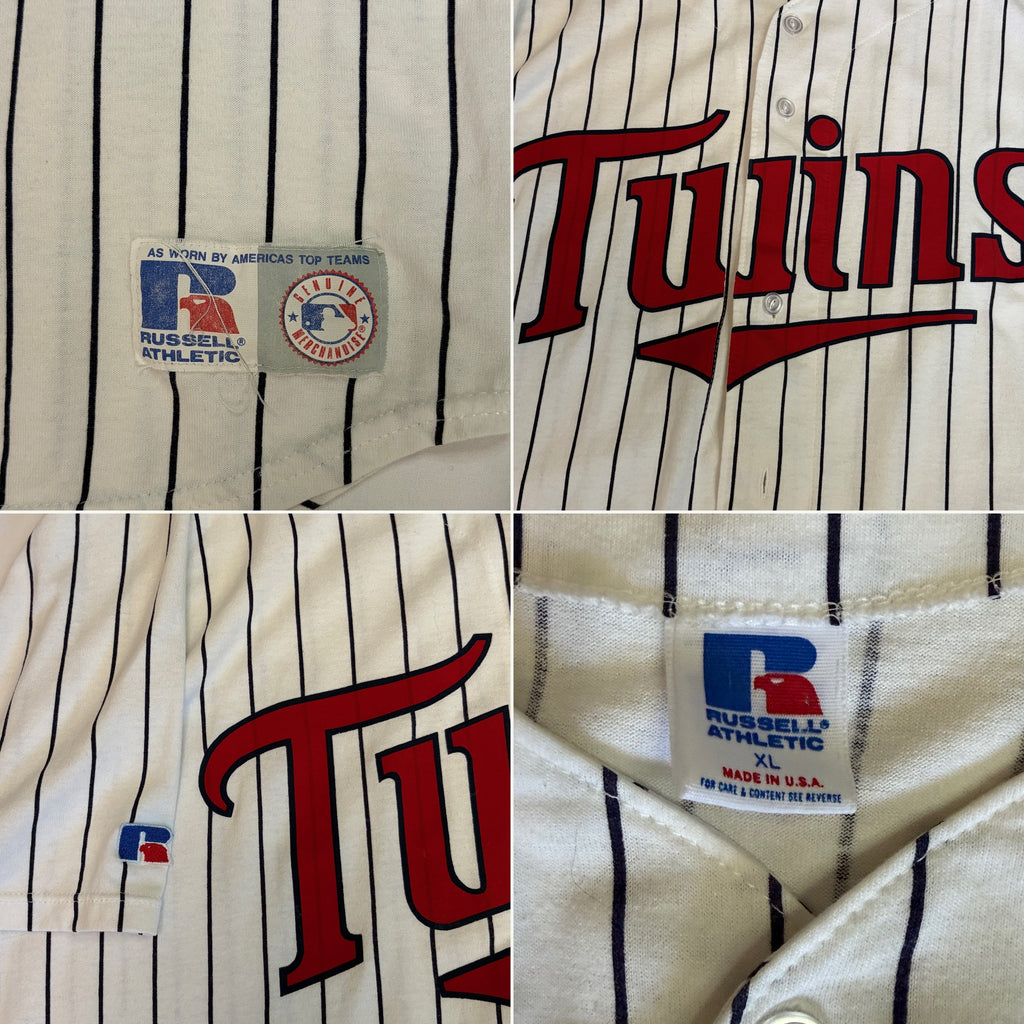 Vintage 1990s Minnesota Twins Russell Athletic Pinstripe Baseball Jersey - XL