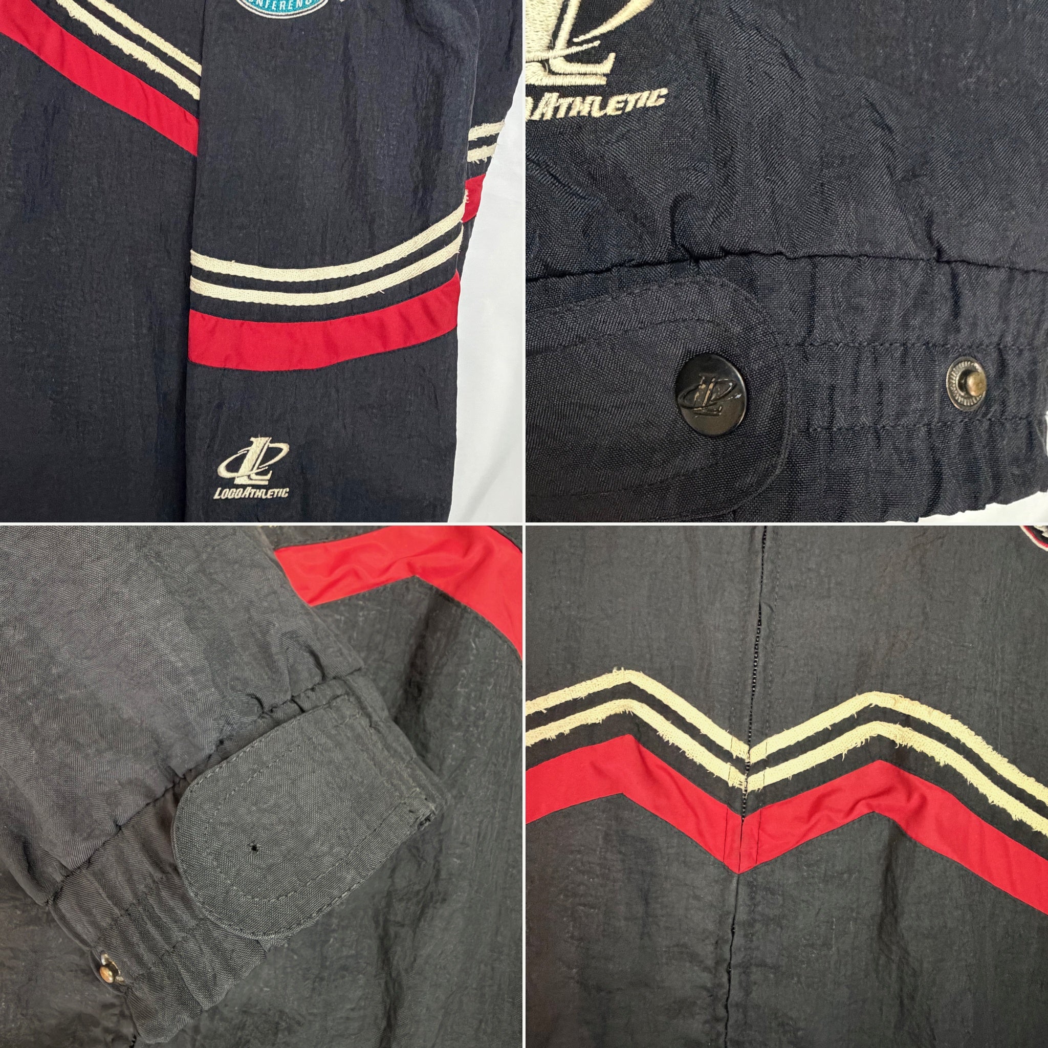 Vintage 1990s Buffalo Sabres 'Goathead' Logo Athletic Full-Zip Windbreaker Jacket - XL