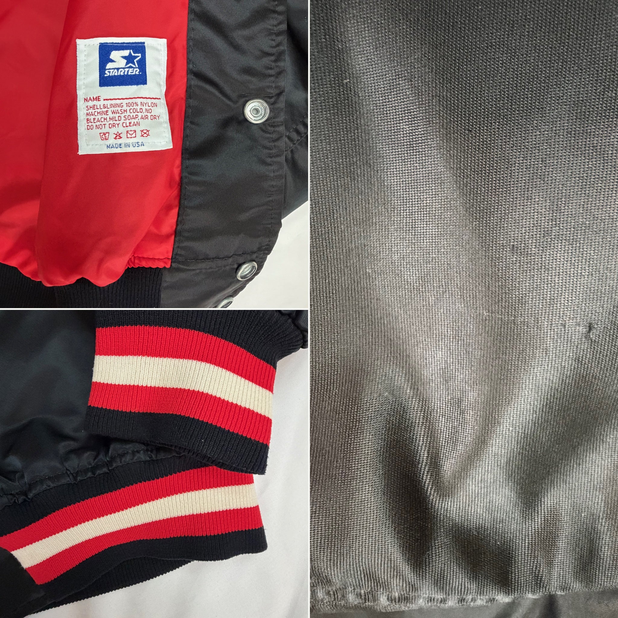 90s Chicago Bulls Starter 50th Anniversary Satin Bomber - Black