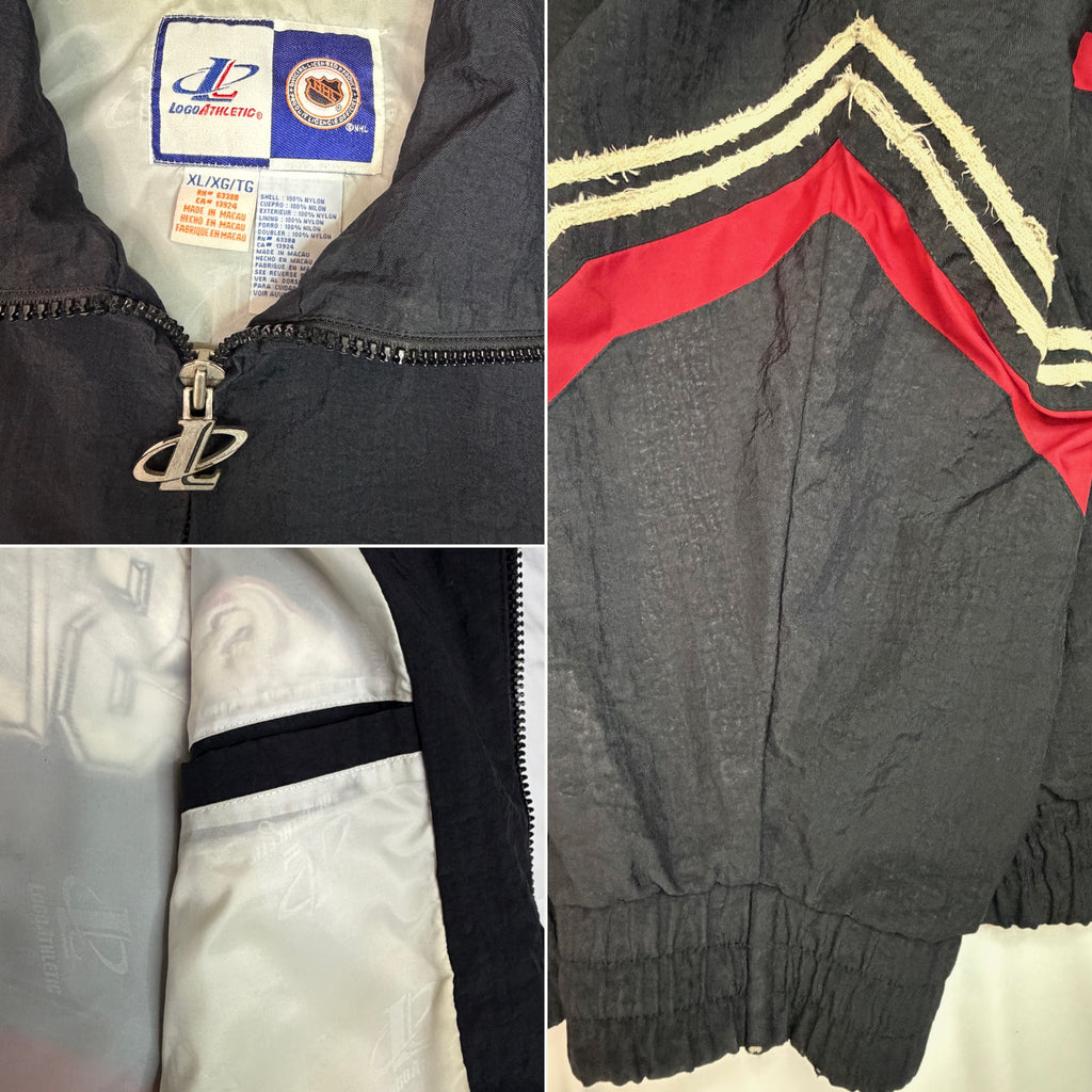 Vintage 1990s Buffalo Sabres 'Goathead' Logo Athletic Full-Zip Windbreaker Jacket - XL