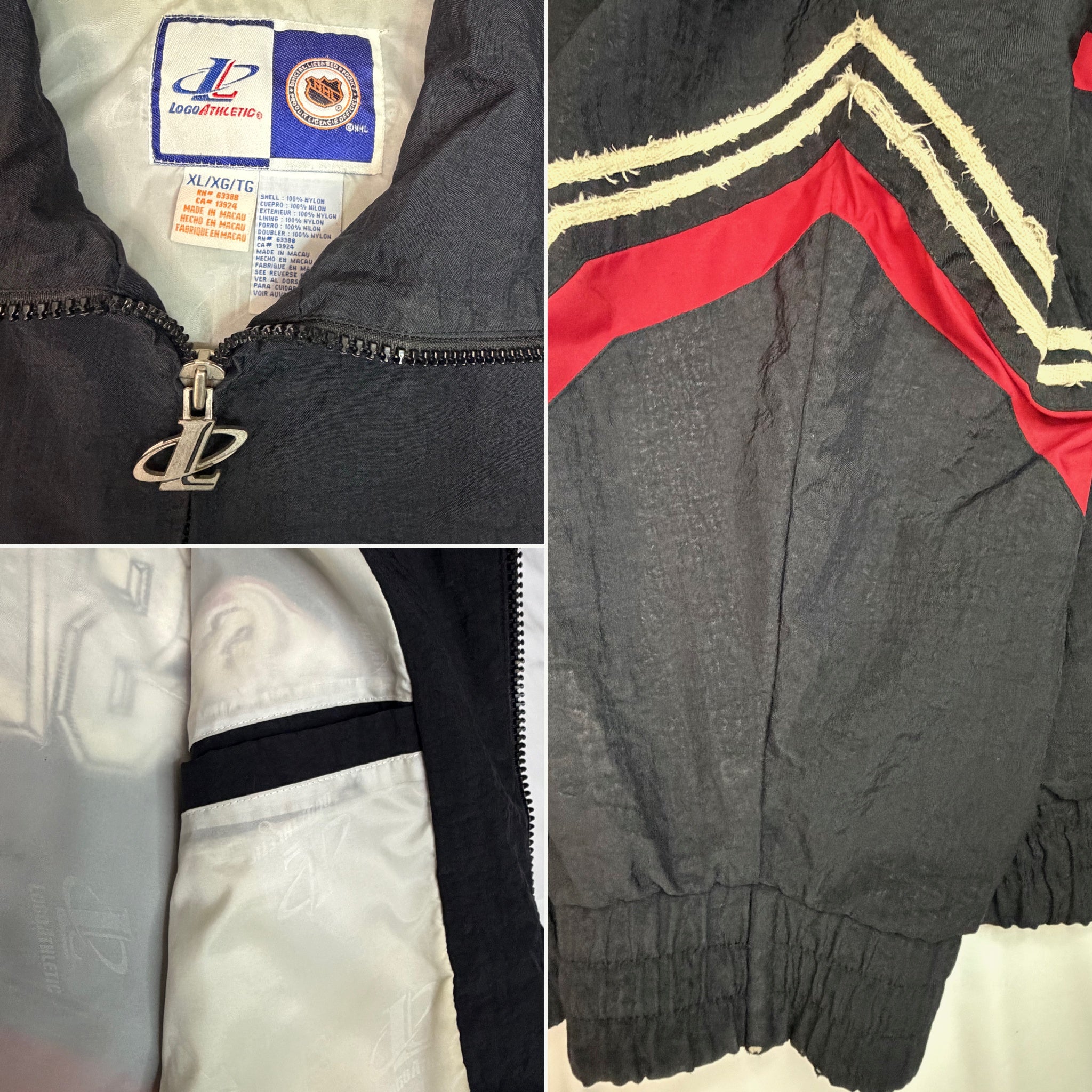 Vintage 1990s Buffalo Sabres 'Goathead' Logo Athletic Full-Zip Windbreaker Jacket - XL