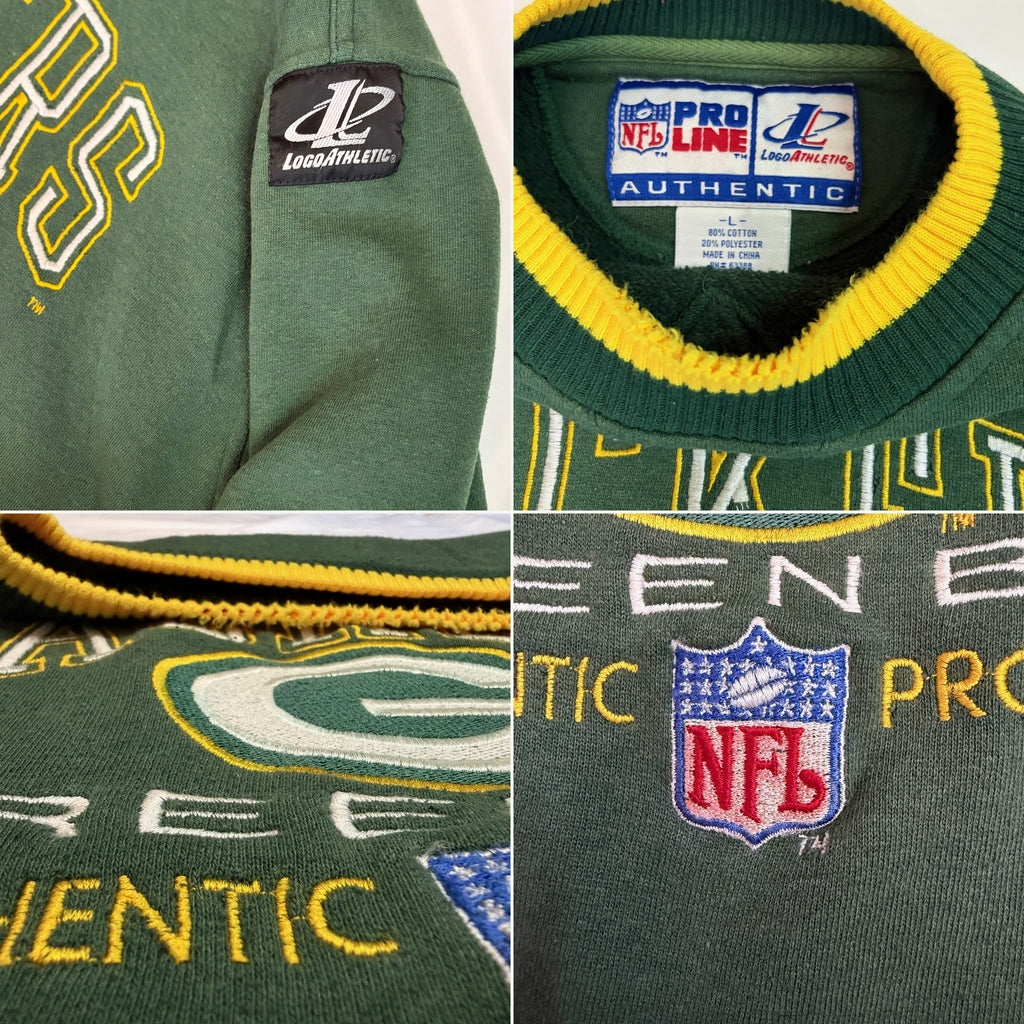 Vintage 1990s Green Bay Packers Logo Athletic Pro Line Crewneck Sweatshirt - L