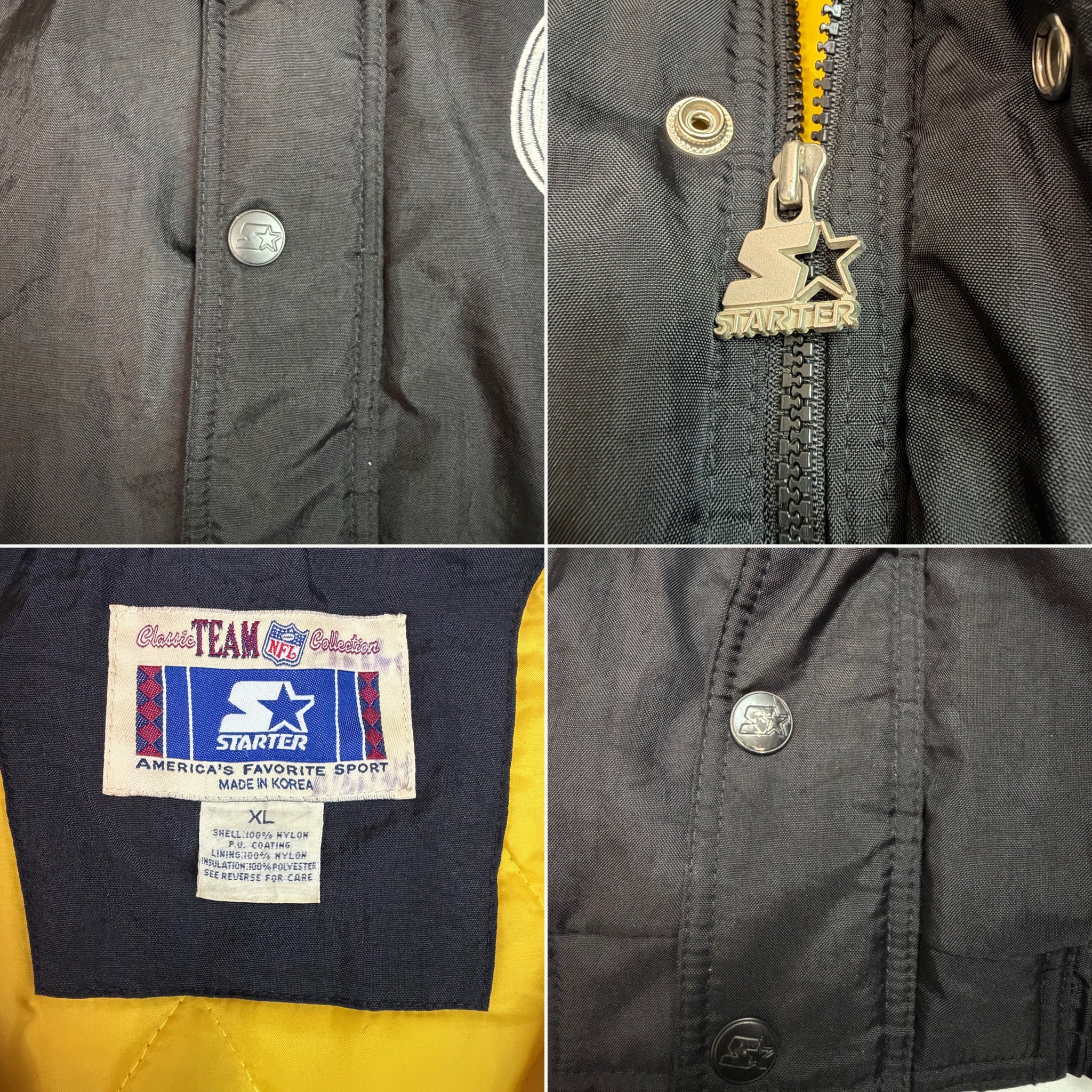 Vintage 1990s Pittsburgh Steelers Starter Insulated Puffer Jacket - XL
