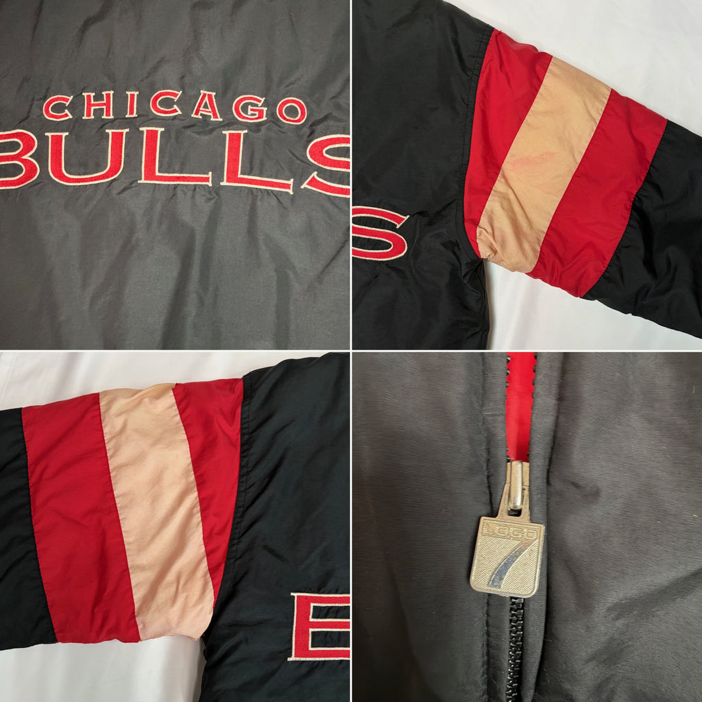 Vintage 90s Chicago Bulls Logo 7 Full-Zip Puffer Jacket - Medium