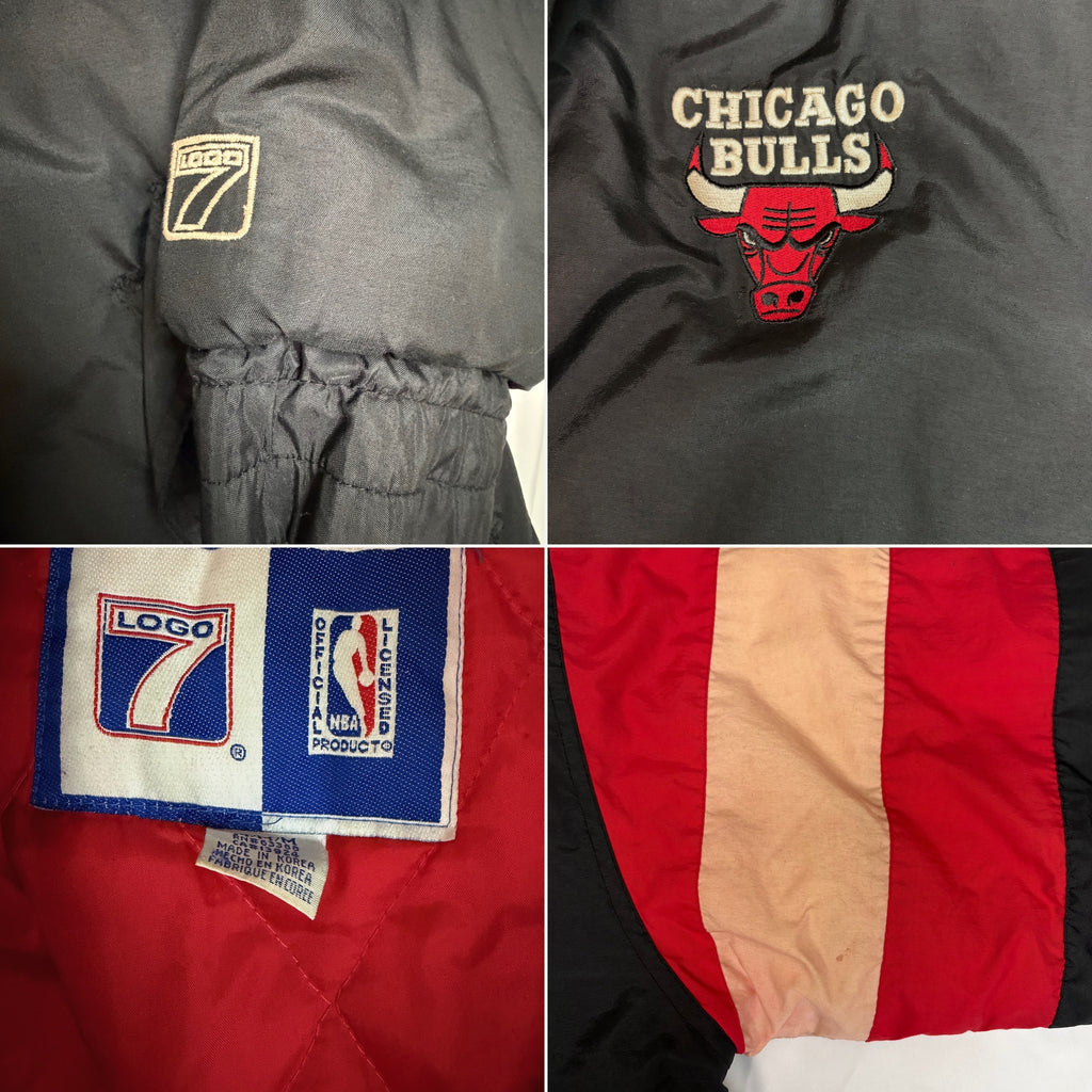 Vintage 90s Chicago Bulls Logo 7 Full-Zip Puffer Jacket - Medium
