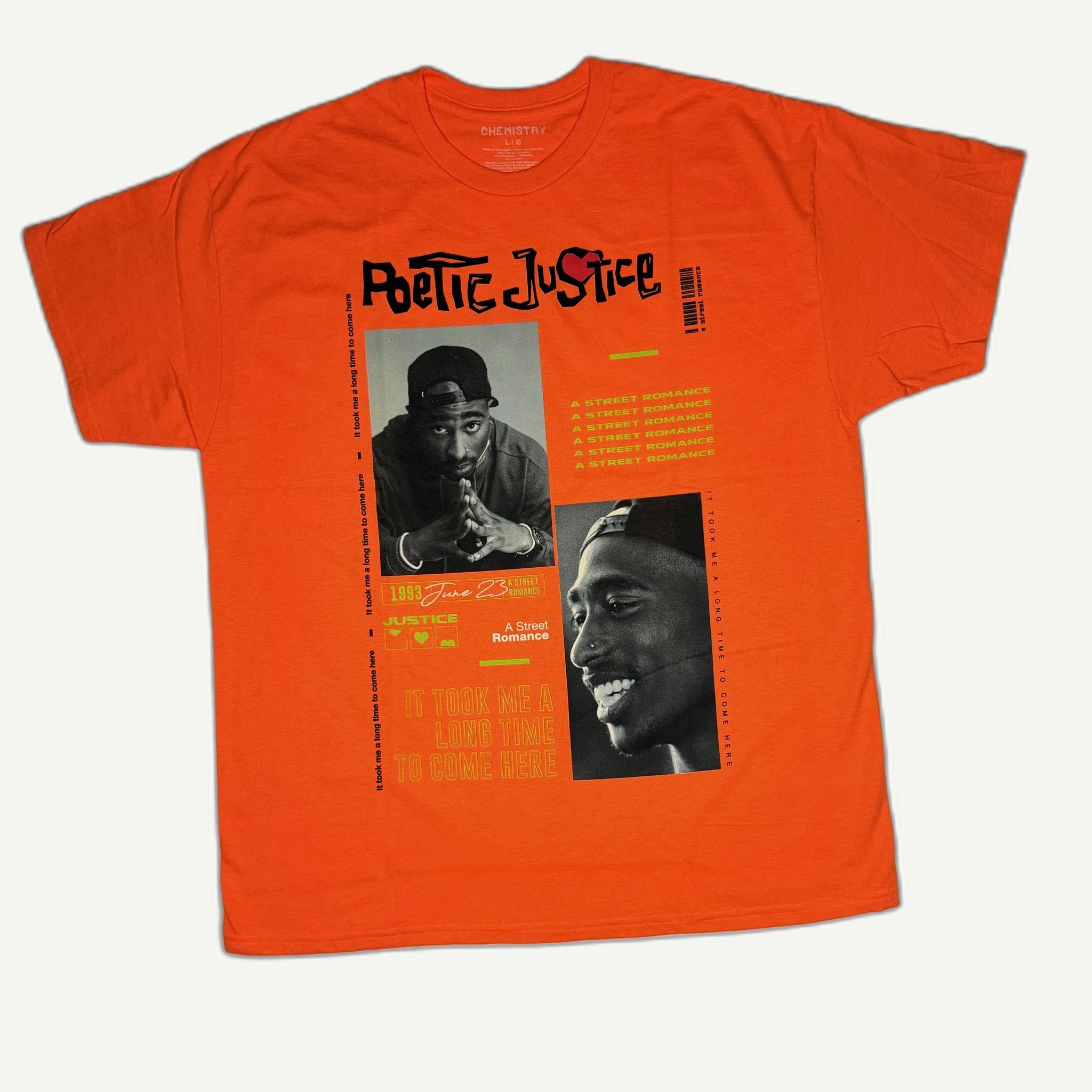 Tupac Shakur Official 'Poetic Justice' Graphic Tee - Orange
