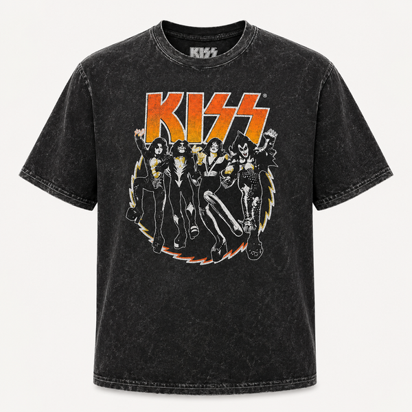 KISS Official 'Destroyer' Graphic Tee - Black Mineral Wash