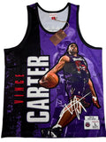Mitchell & Ness Vince Carter Toronto Raptors 1998-99 Hardwood Classics purple sublimation print mesh tank top featuring a large player action graphic and number 15.