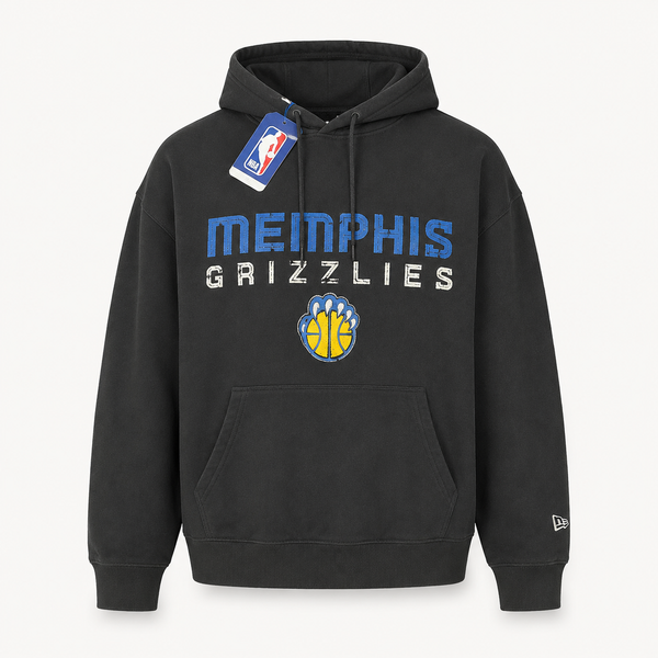 New Era Memphis Grizzlies Hardwood Classics Distressed Font Pullover Hoodie - Black