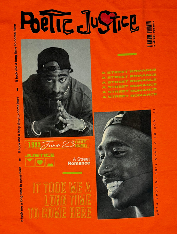 Tupac Shakur Official 'Poetic Justice' Graphic Tee - Orange