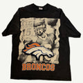 Front and back view of vintage 2011 Tim Tebow Denver Broncos Tebowmania NFL football graphic player t-shirt by Pro 5