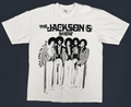 Front view and close-up detail of vintage 1990s The Jackson 5 Show music graphic t-shirt by SVO featuring a young Michael Jackson