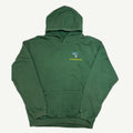 Official Zach Bryan music tour forest green pullover hoodie featuring a small graphic print on the left chest.